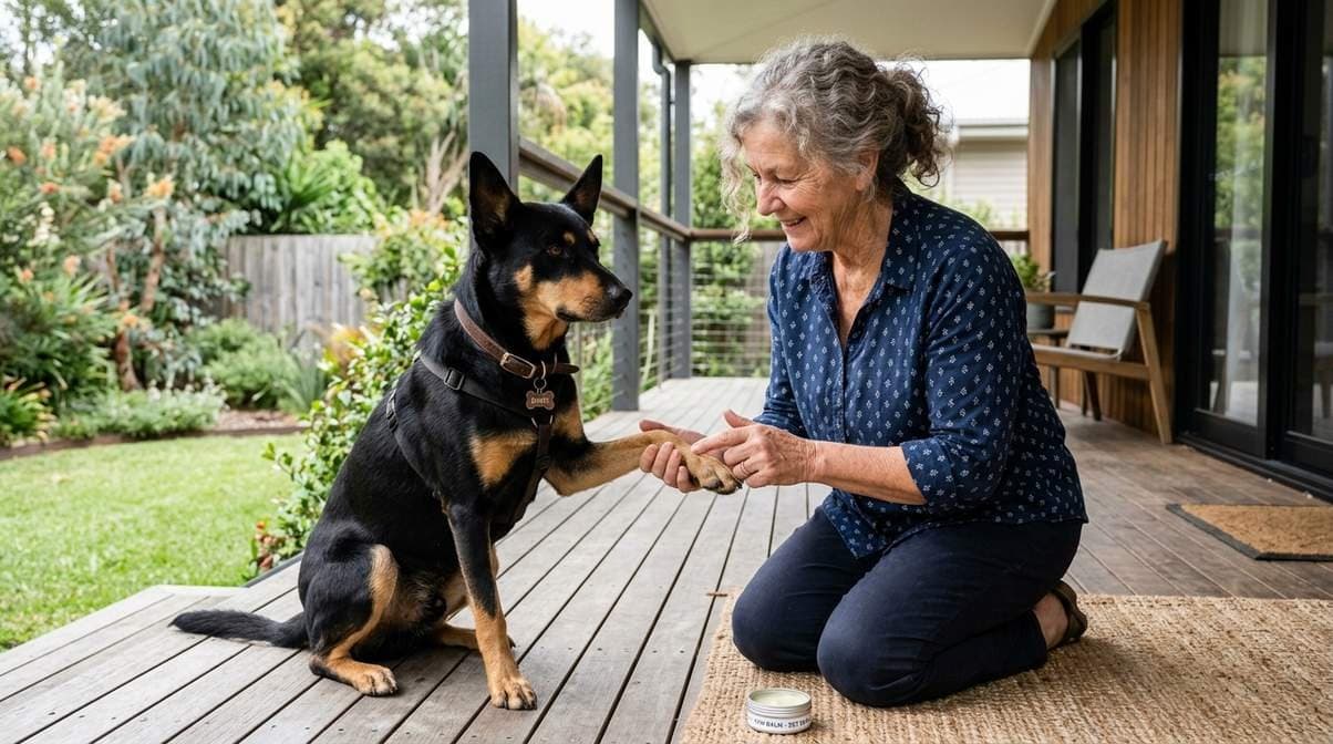 Owner Applying Balm To Dog Paw