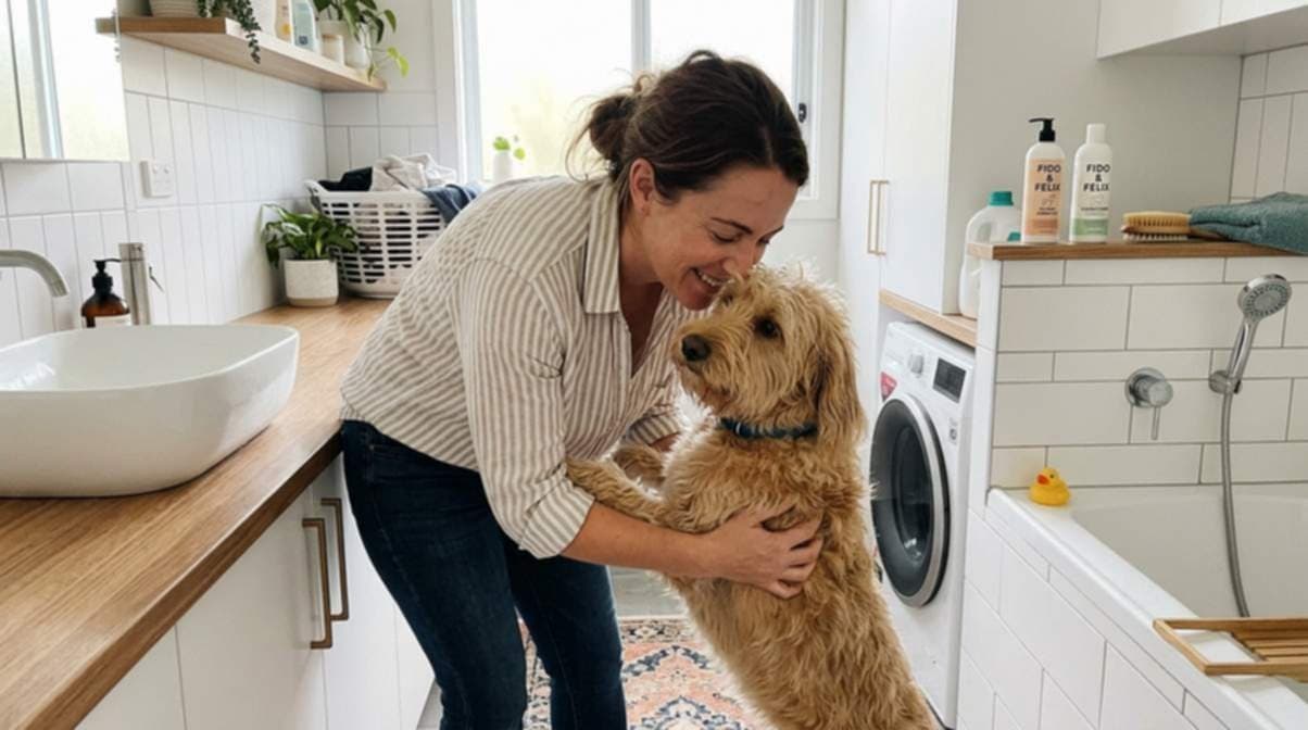 Woman Smelling With Dog