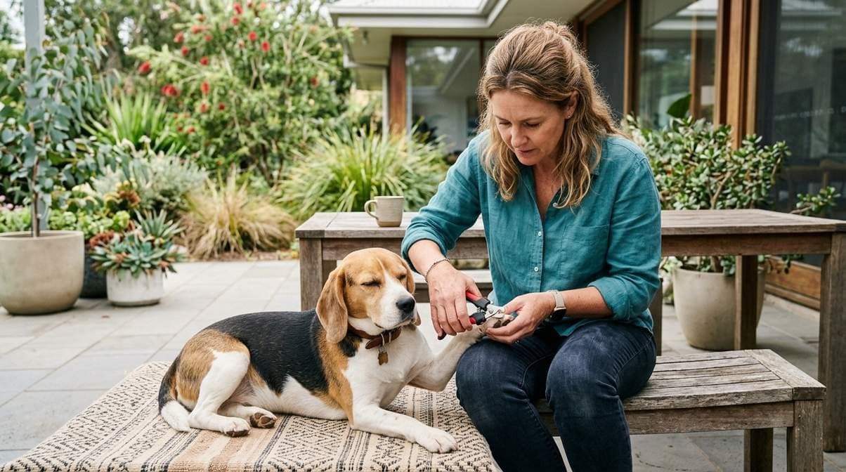 Woman Trimming Dog Nails