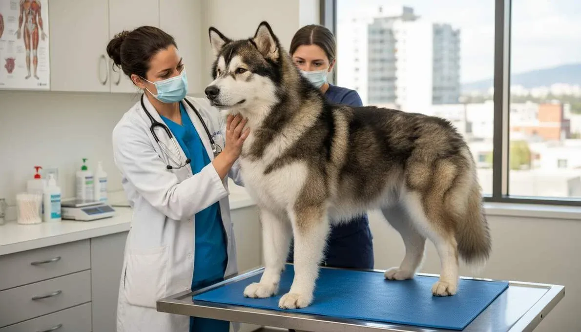 Alaskan Malamute Examin By Vet