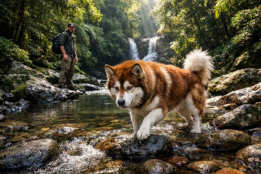 Alaskan Malamutes Creek Adventure