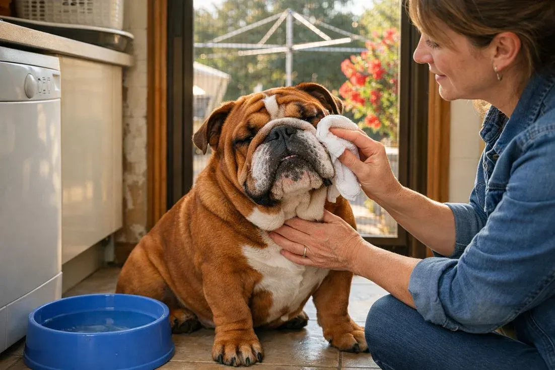 British-Bulldog-red-coat-wrinkle-cleaning-routine-at-home British Bulldog Red Coat Wrinkle Cleaning Routine At Home