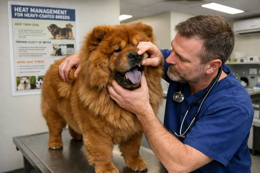 Chow Chow Cinnamon Coat During Vet Skin And Coat Examination