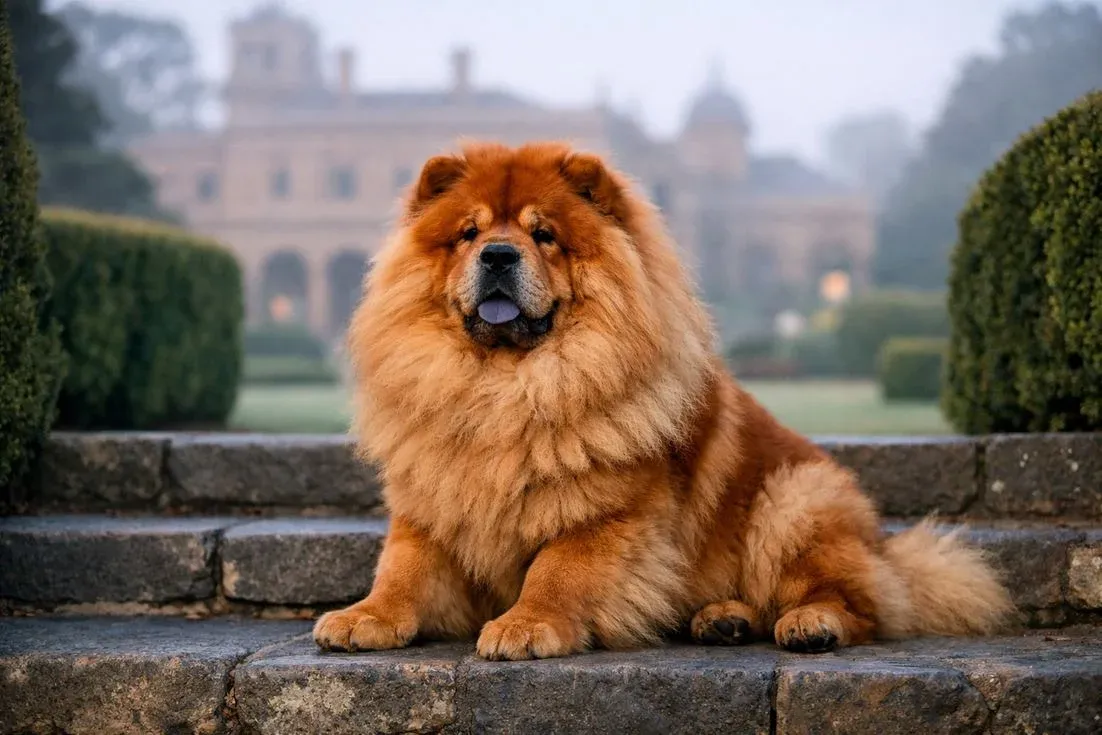 Chow Chow Red Coat Regal Portrait At Werribee Mansion Victoria