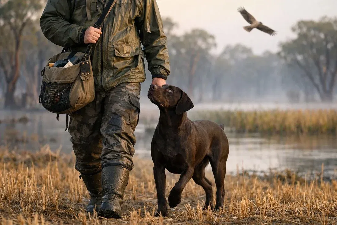German Shorthaired Pointer Liver Coat Heel Training Macquarie Marshes Nsw