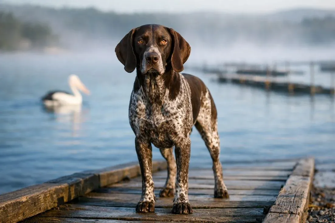 German Shorthaired Pointer Liver White Portrait At Merimbula Estuary