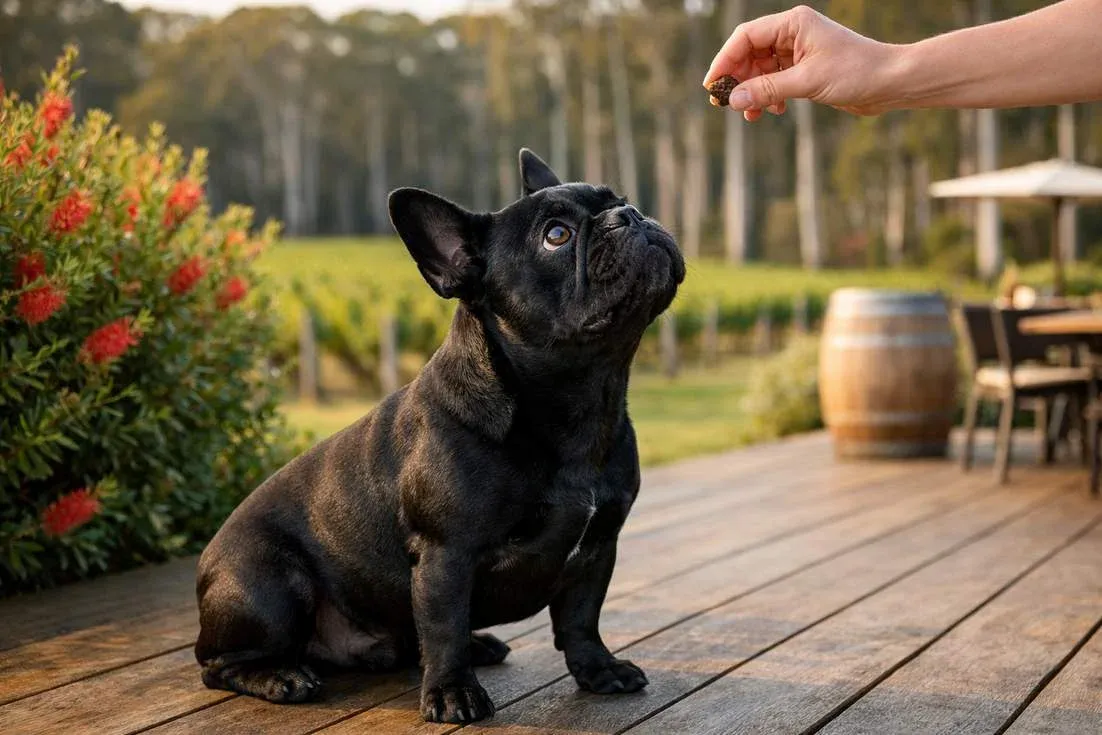French Bulldog Black Coat In Focused Training Sit Margaret River Winery