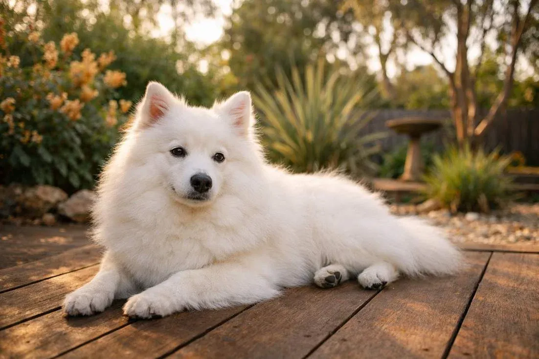 japanese-spitz-relaxing-peacefully-showing-calm-gentle-temperament Japanese Spitz Relaxing Peacefully Showing Calm Gentle Temperament