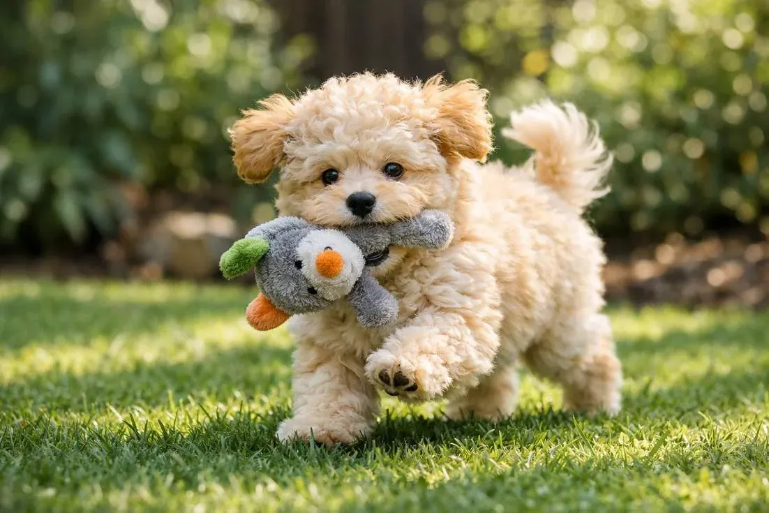 Maltipoo Puppy Displaying Playful Temperament During Outdoor Play
