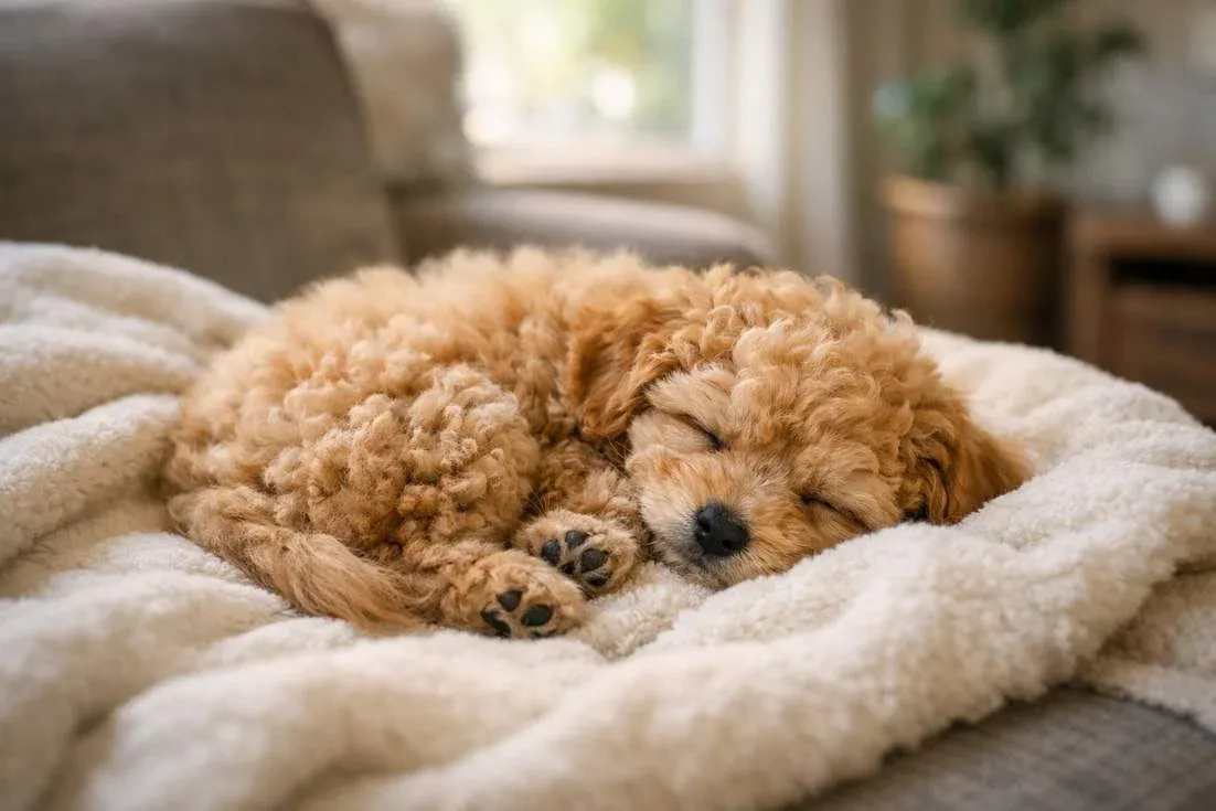 Maltipoo Puppy Sleeping Peacefully Showing Sweet Gentle Nature