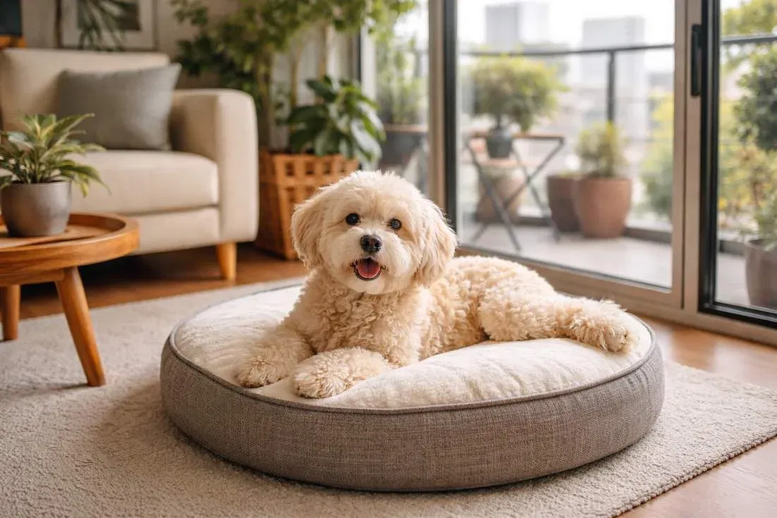 Moodle Dog Relaxed In Apartment Showing Excellent Suitability For Unit Living