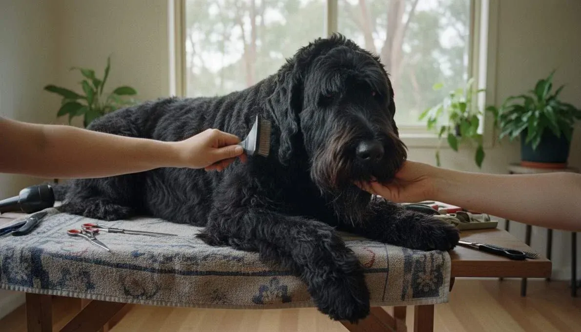 Black Russian Terrier Grooming Brushing
