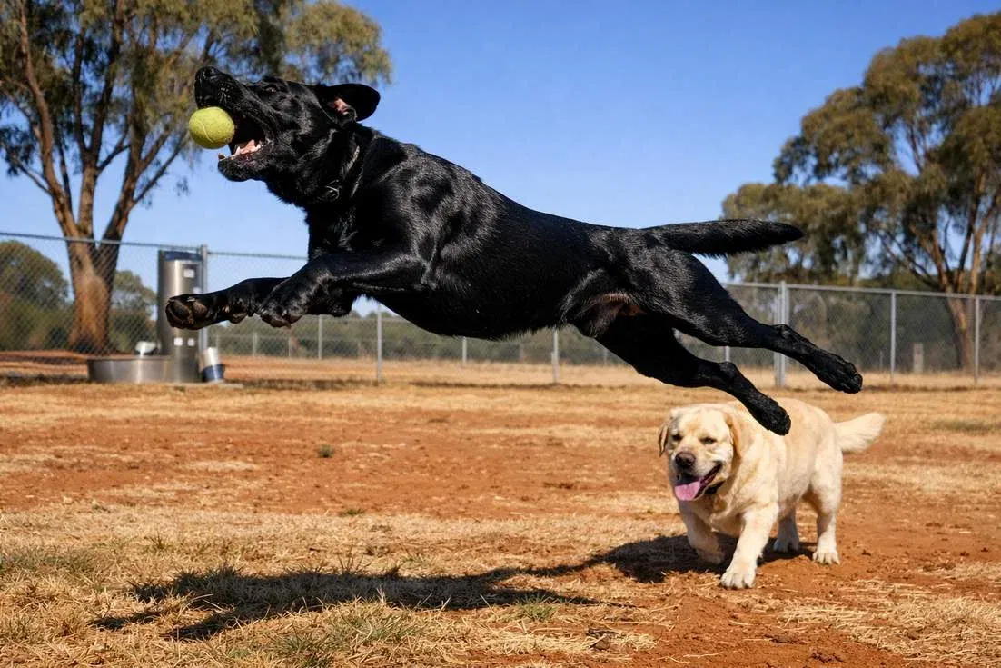 American Lab And English Lab Playing