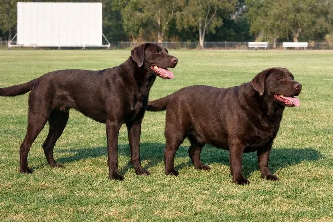 American Lab And English Lab Standing