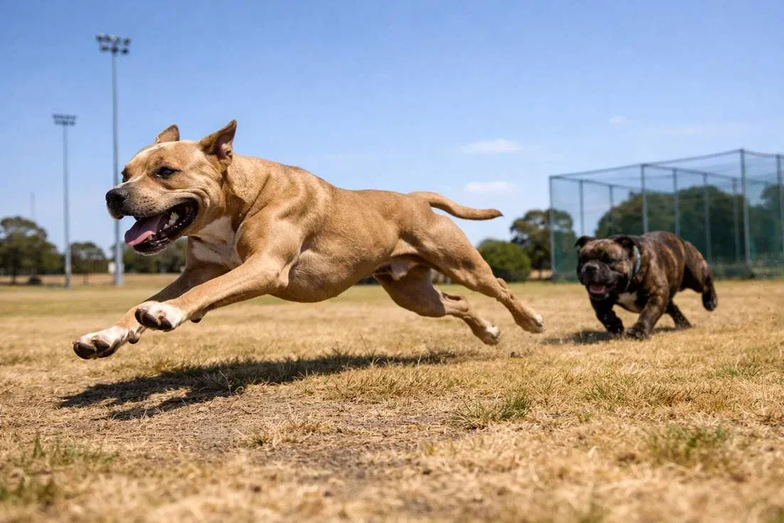 American Pit Bull And Staffordshire Bull Terrier Running