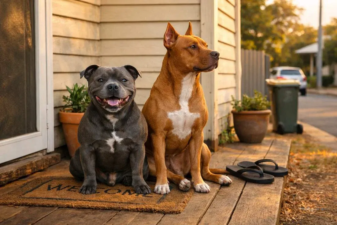 American Pit Bull And Staffordshire Bull Terrier Sitting