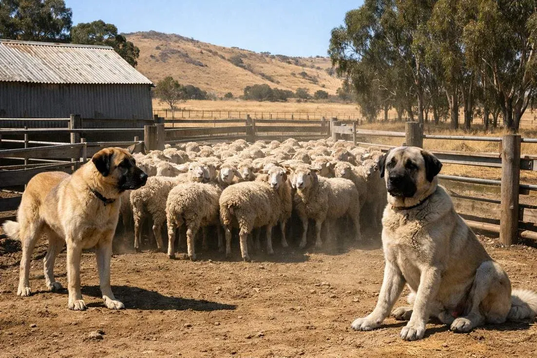 Anatolian Shepherd With Kangal At Farm