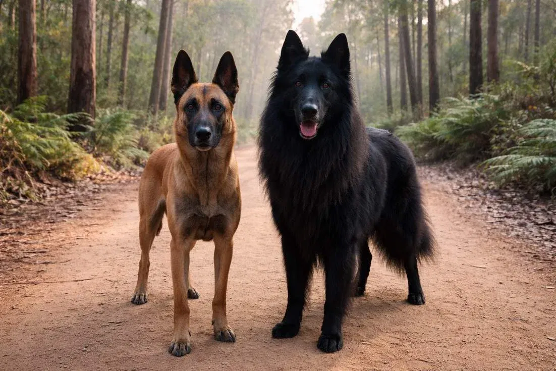 belgian-malinois-and-belgian-shepherd-standing Belgian Malinois And Belgian Shepherd Standing