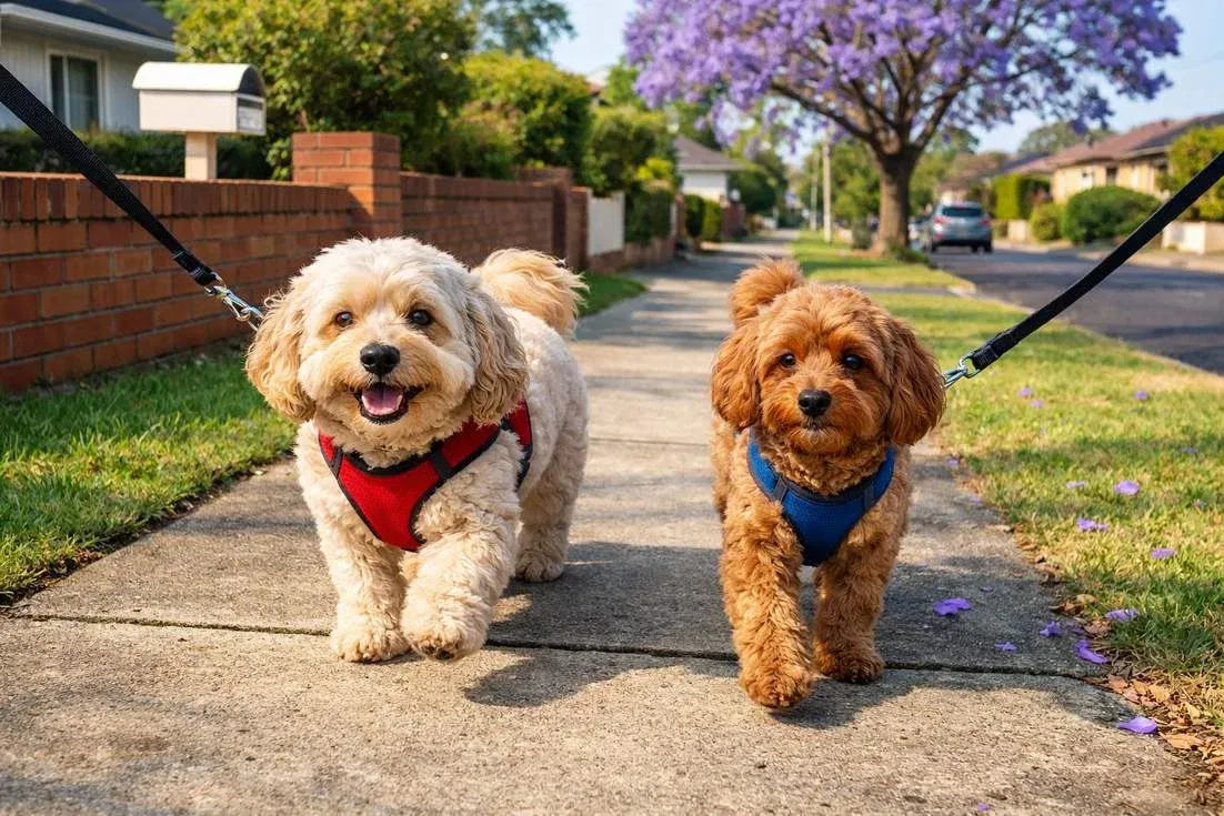 cockapoo-and-cavoodle-walking Cockapoo And Cavoodle Walking
