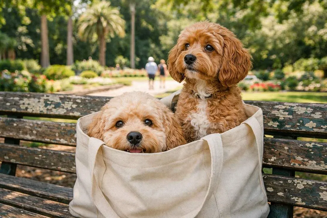 cockapoo-with-cavoodle-in-bag Cockapoo With Cavoodle In Bag