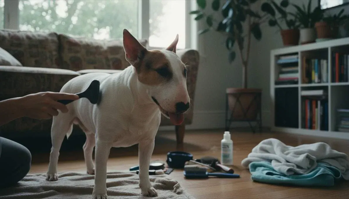 Miniature Bull Terrier Grooming Brushing