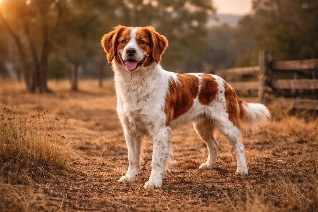Brittany Spaniel Breed in farm