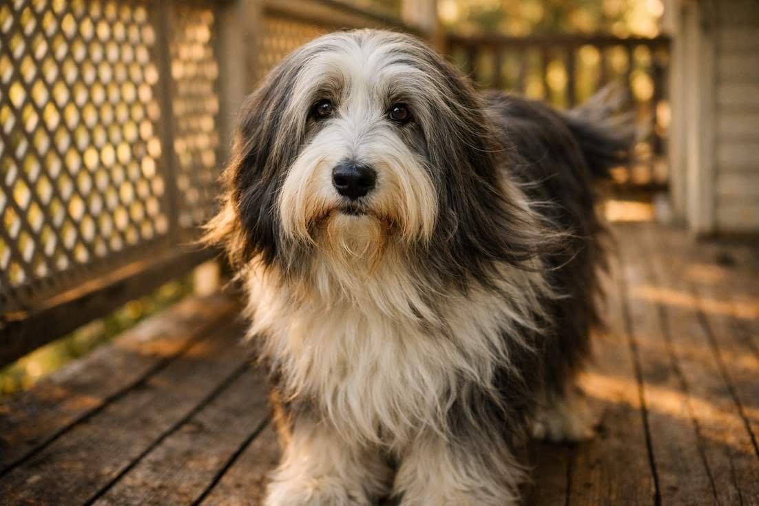 Bearded Collie On A Veranda