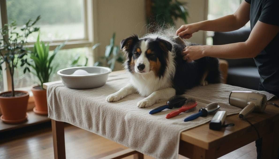 Border Collie Grooming Brushing