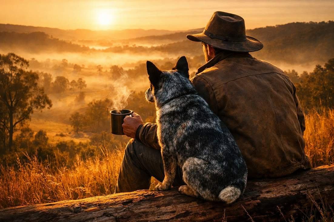 Stumpy Tail Cattle Dog With Stockman