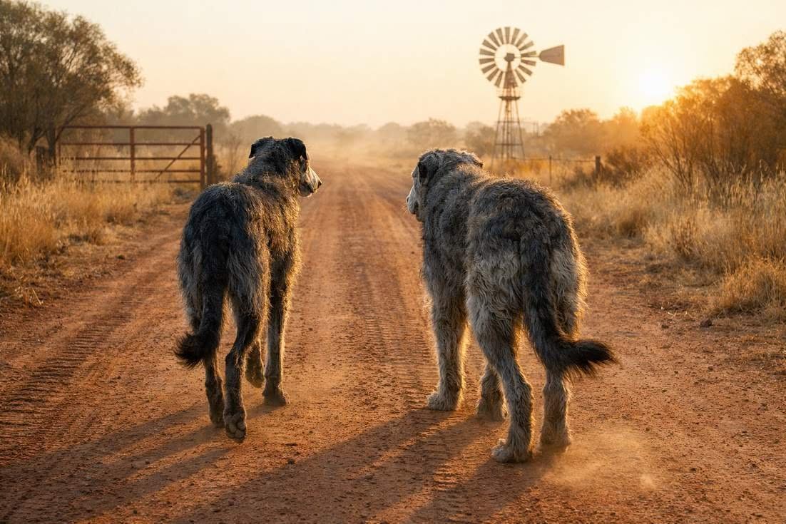 Deerhound Irish Walking With Wolfhound