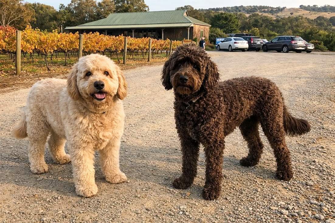 groodle-and-labradoodle-standing Groodle And Labradoodle Standing