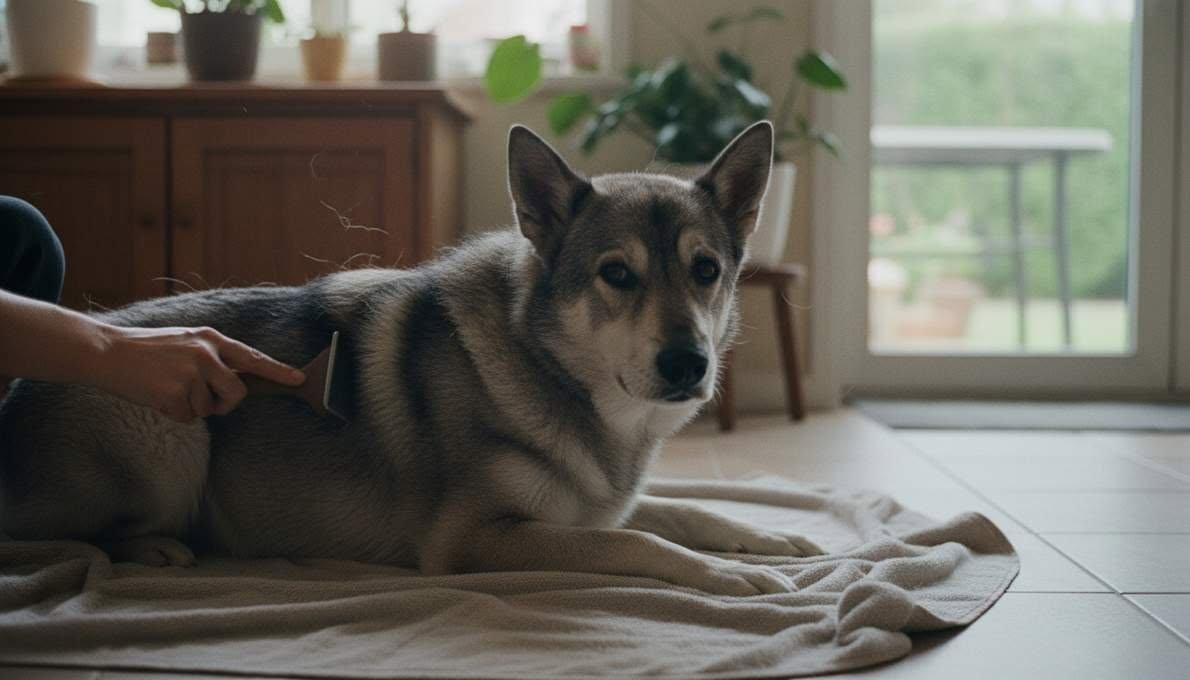 Norwegian Elkhound Grooming Brushing