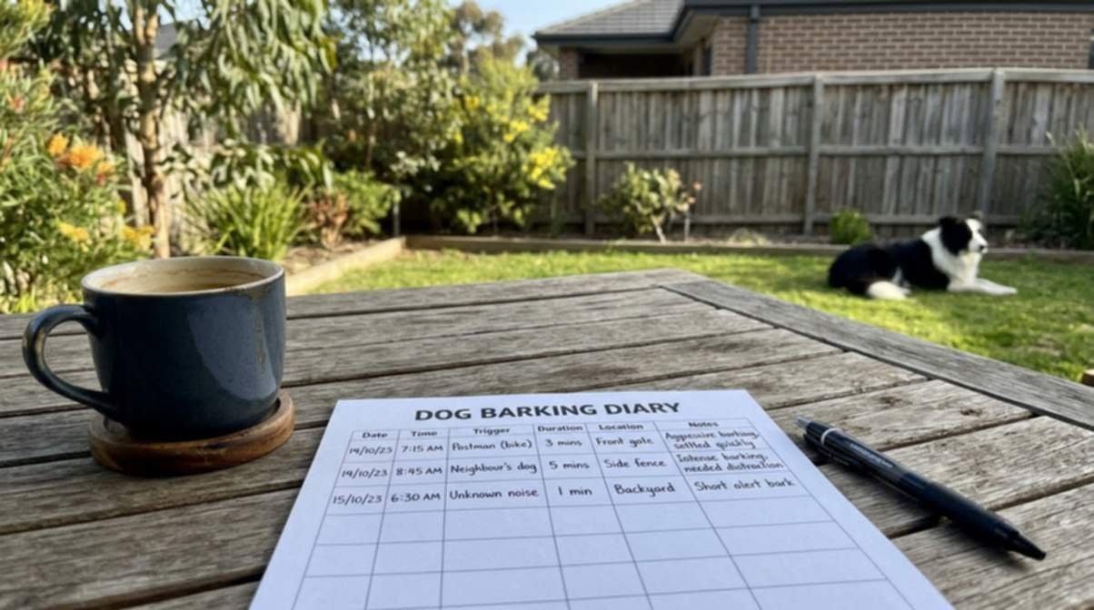 Dog Barking Tracking Sheet On Table